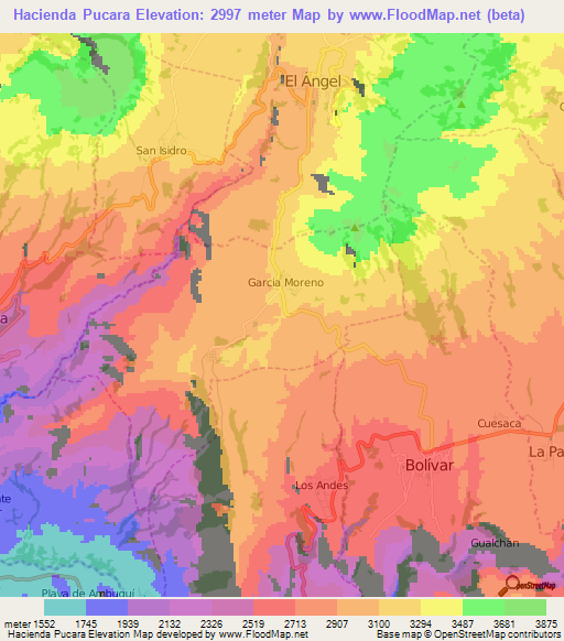Hacienda Pucara,Ecuador Elevation Map