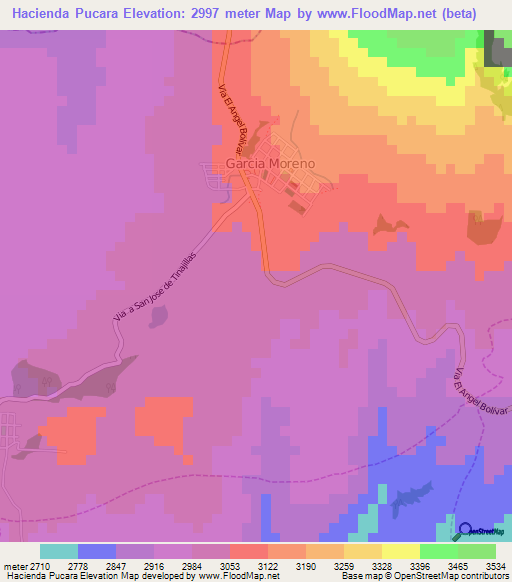 Hacienda Pucara,Ecuador Elevation Map