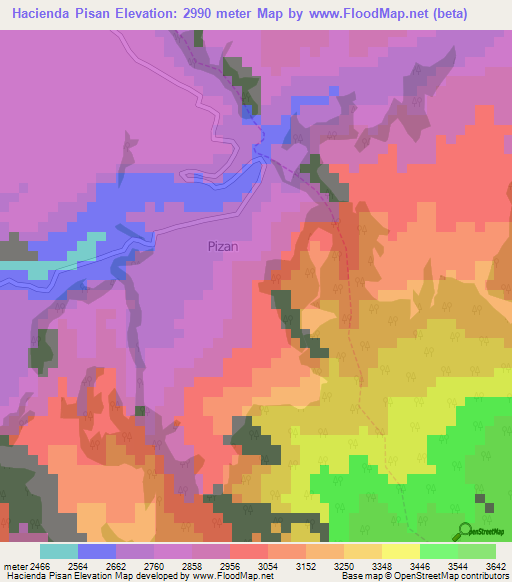 Hacienda Pisan,Ecuador Elevation Map