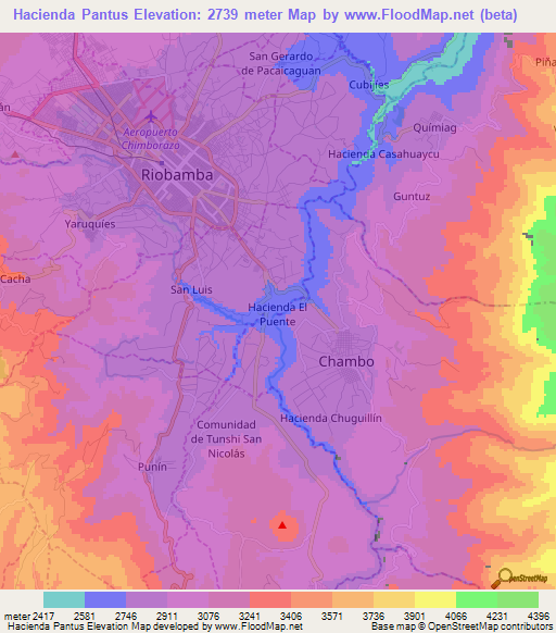 Hacienda Pantus,Ecuador Elevation Map