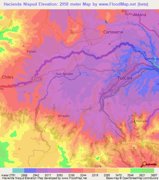 Hacienda Nispud,Ecuador Elevation Map