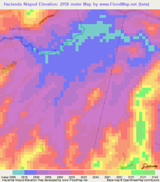 Hacienda Nispud,Ecuador Elevation Map