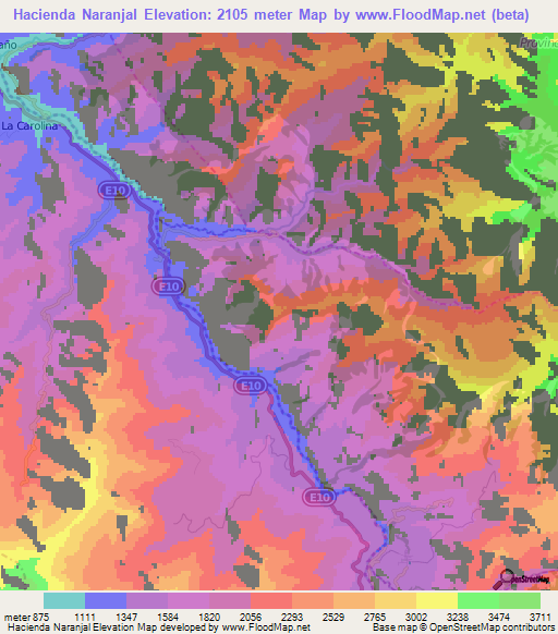 Hacienda Naranjal,Ecuador Elevation Map