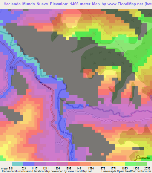 Hacienda Mundo Nuevo,Ecuador Elevation Map