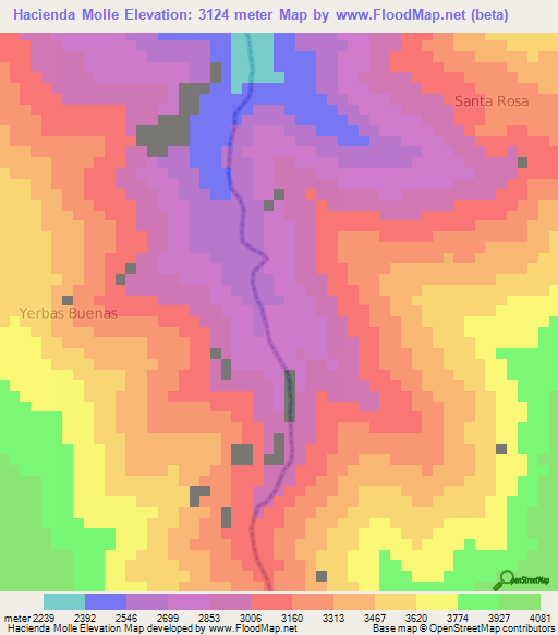 Hacienda Molle,Ecuador Elevation Map