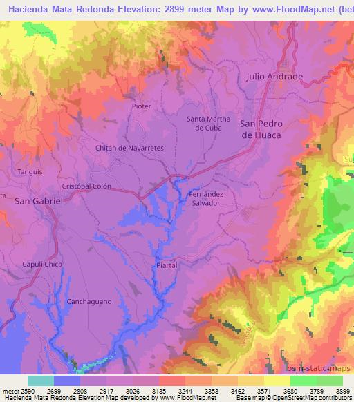 Hacienda Mata Redonda,Ecuador Elevation Map