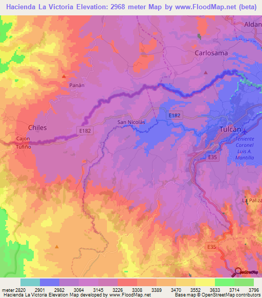 Hacienda La Victoria,Ecuador Elevation Map