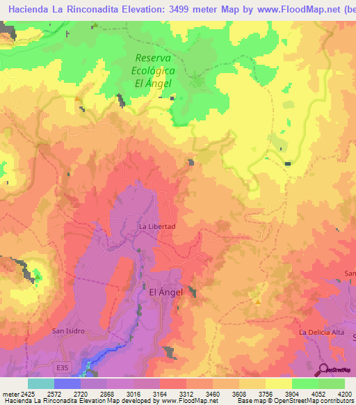 Hacienda La Rinconadita,Ecuador Elevation Map