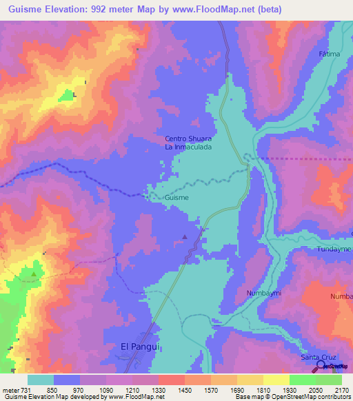 Guisme,Ecuador Elevation Map