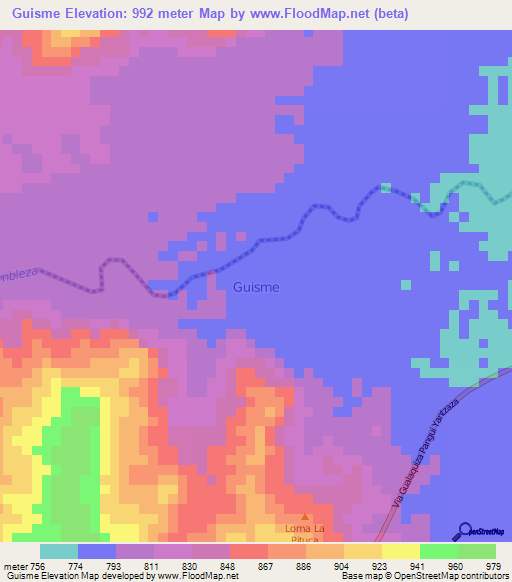 Guisme,Ecuador Elevation Map