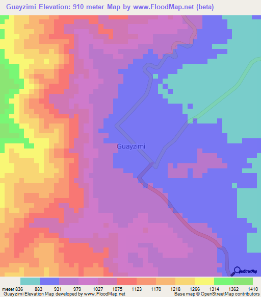 Guayzimi,Ecuador Elevation Map