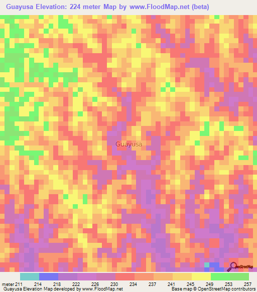 Guayusa,Ecuador Elevation Map