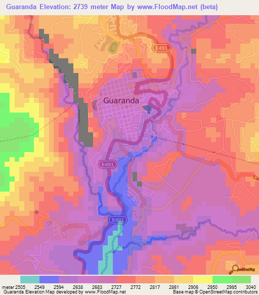 Guaranda,Ecuador Elevation Map