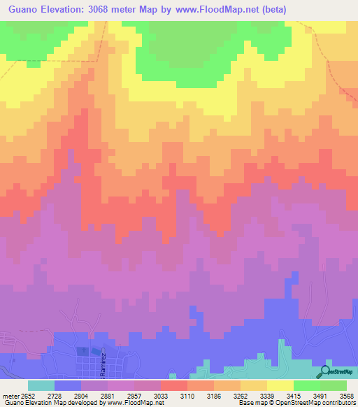 Guano,Ecuador Elevation Map