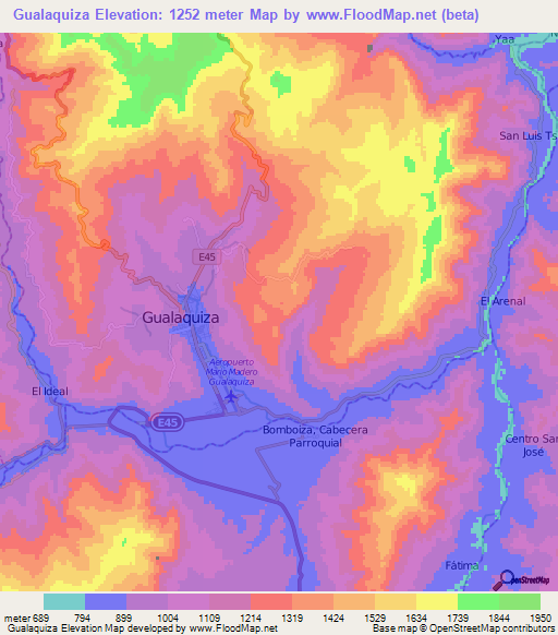 Gualaquiza,Ecuador Elevation Map