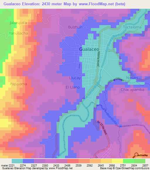 Gualaceo,Ecuador Elevation Map