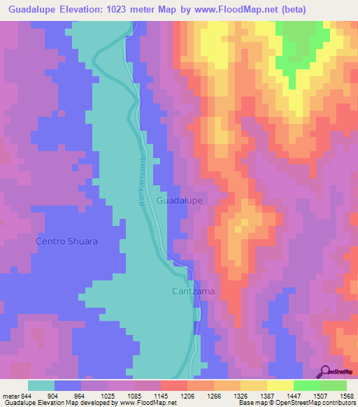 Guadalupe,Ecuador Elevation Map