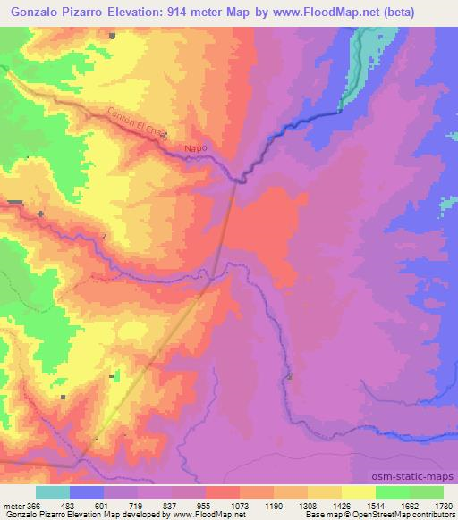 Gonzalo Pizarro,Ecuador Elevation Map