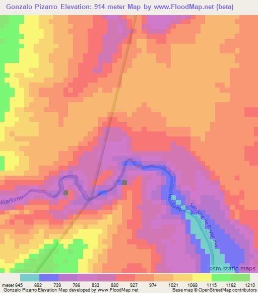 Gonzalo Pizarro,Ecuador Elevation Map