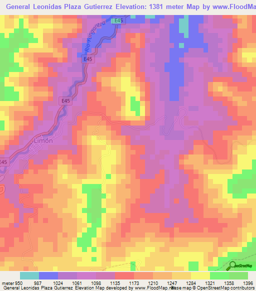 General Leonidas Plaza Gutierrez,Ecuador Elevation Map