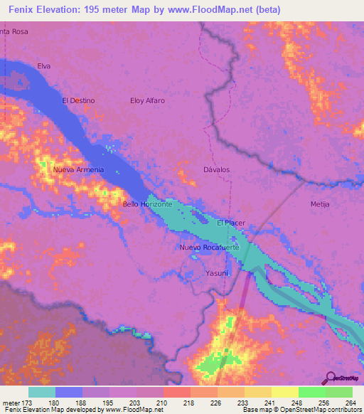 Fenix,Ecuador Elevation Map