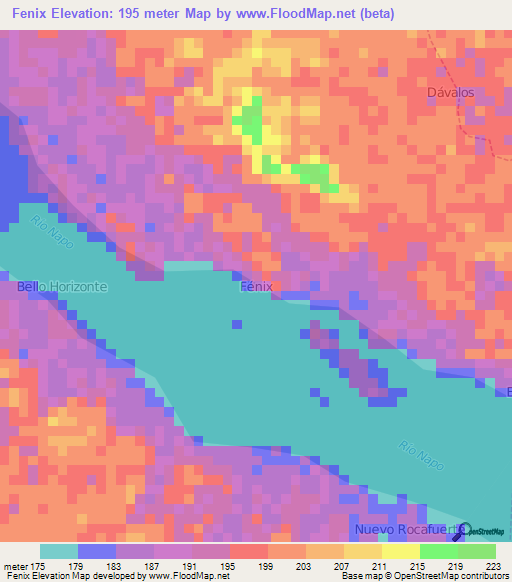 Fenix,Ecuador Elevation Map