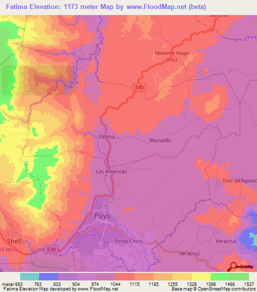 Fatima,Ecuador Elevation Map