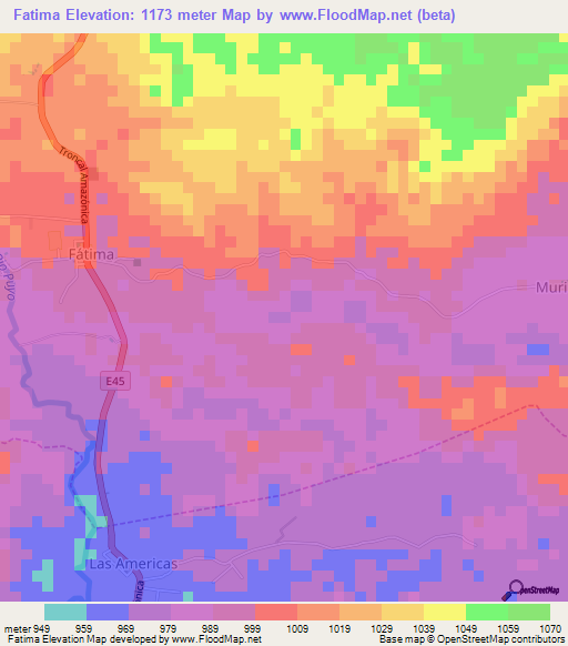 Fatima,Ecuador Elevation Map