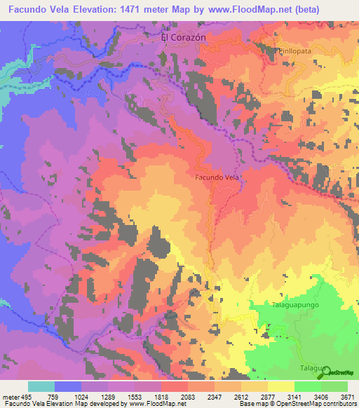 Facundo Vela,Ecuador Elevation Map