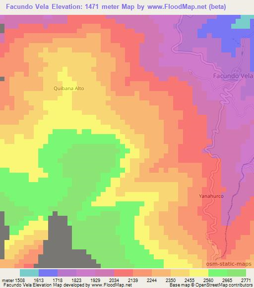 Facundo Vela,Ecuador Elevation Map