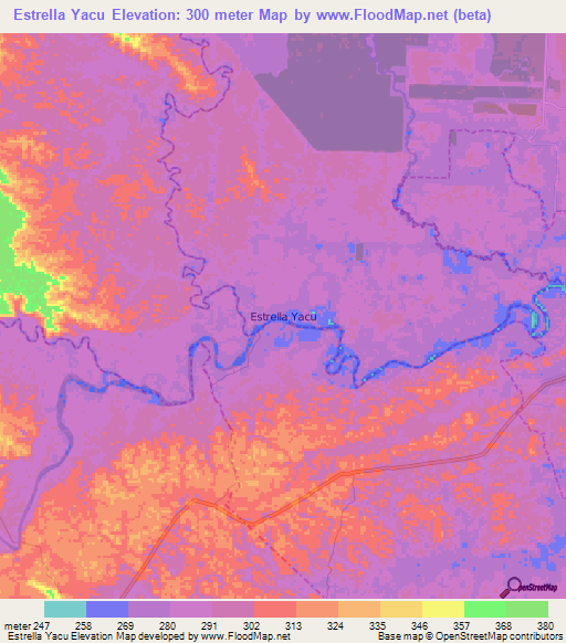 Estrella Yacu,Ecuador Elevation Map