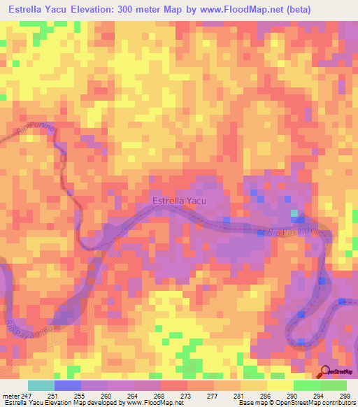 Estrella Yacu,Ecuador Elevation Map