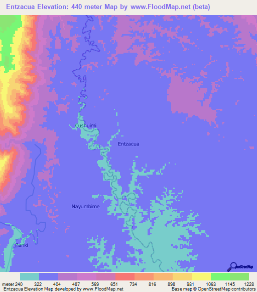 Entzacua,Ecuador Elevation Map