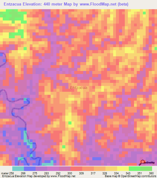 Entzacua,Ecuador Elevation Map