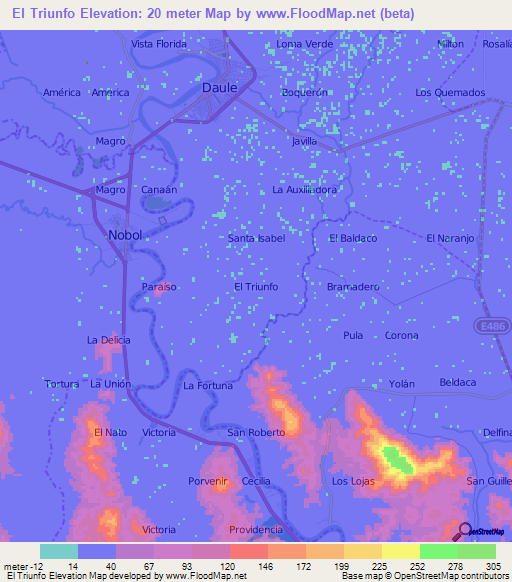 El Triunfo,Ecuador Elevation Map