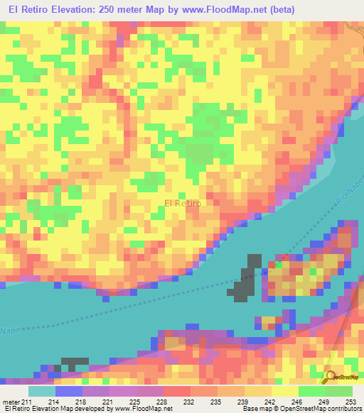 El Retiro,Ecuador Elevation Map