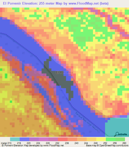 El Porvenir,Ecuador Elevation Map