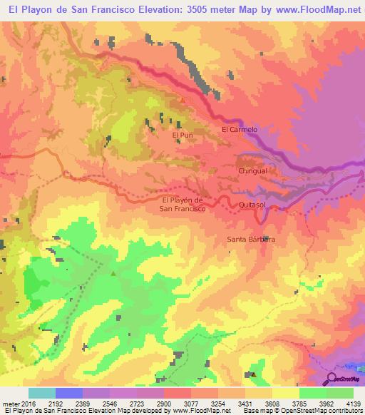 El Playon de San Francisco,Ecuador Elevation Map