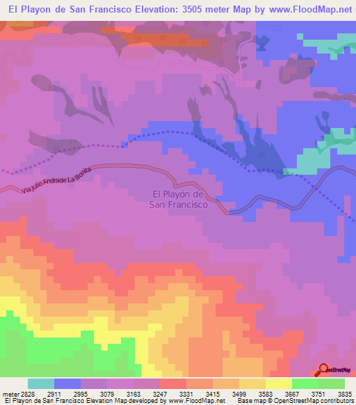 El Playon de San Francisco,Ecuador Elevation Map