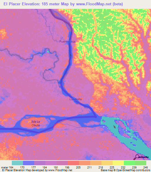 El Placer,Ecuador Elevation Map