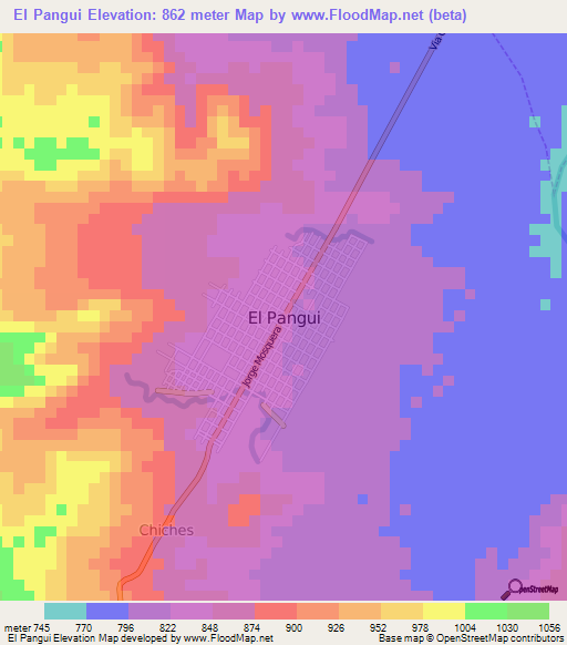 El Pangui,Ecuador Elevation Map