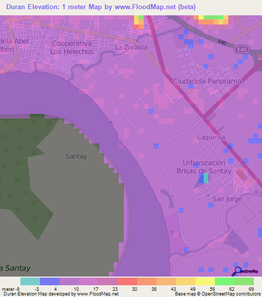 Duran,Ecuador Elevation Map