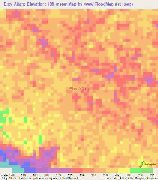 Eloy Alfaro,Ecuador Elevation Map