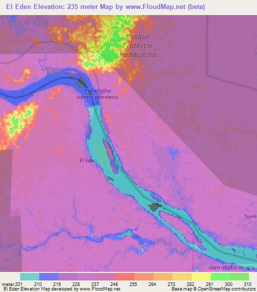 El Eden,Ecuador Elevation Map