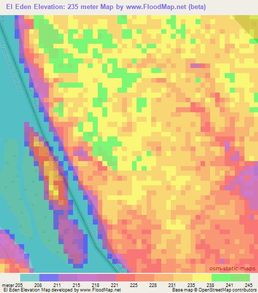 El Eden,Ecuador Elevation Map