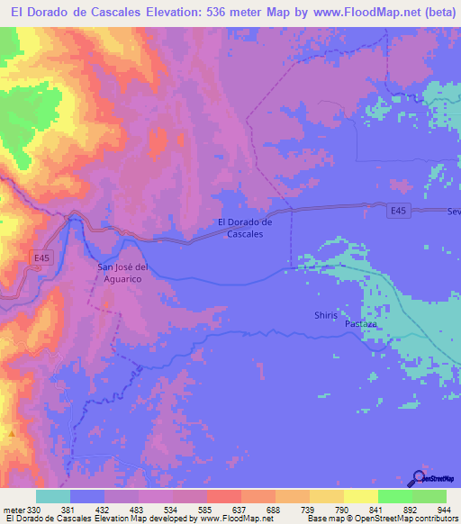 El Dorado de Cascales,Ecuador Elevation Map