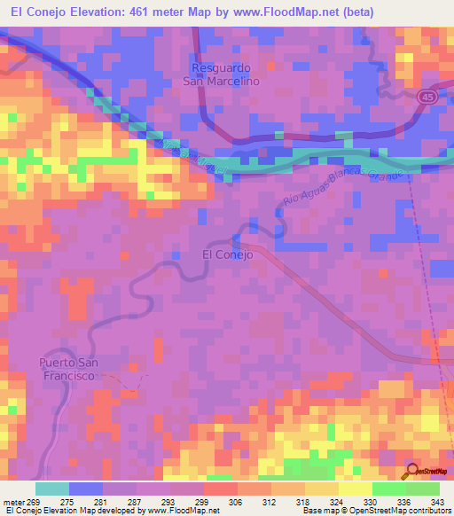 El Conejo,Ecuador Elevation Map