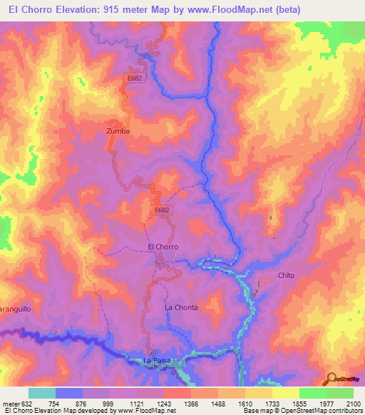 El Chorro,Ecuador Elevation Map