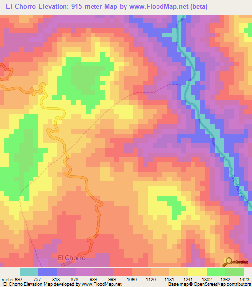 El Chorro,Ecuador Elevation Map