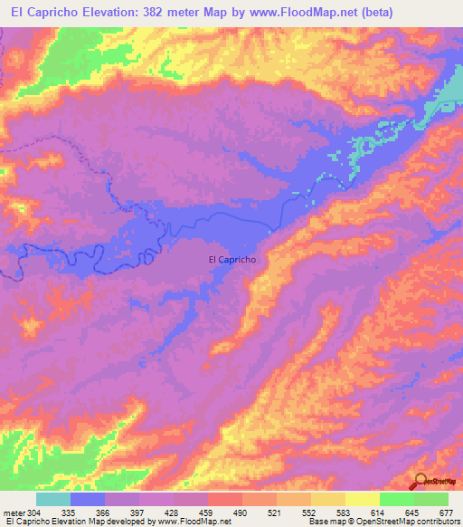 El Capricho,Ecuador Elevation Map